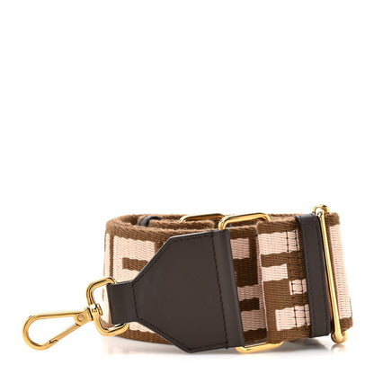 Fendi Ribbon Vitello Century FF 1974 Embroidered Adjustable Strap You Rosa Confetto Chocolate 1 of 5