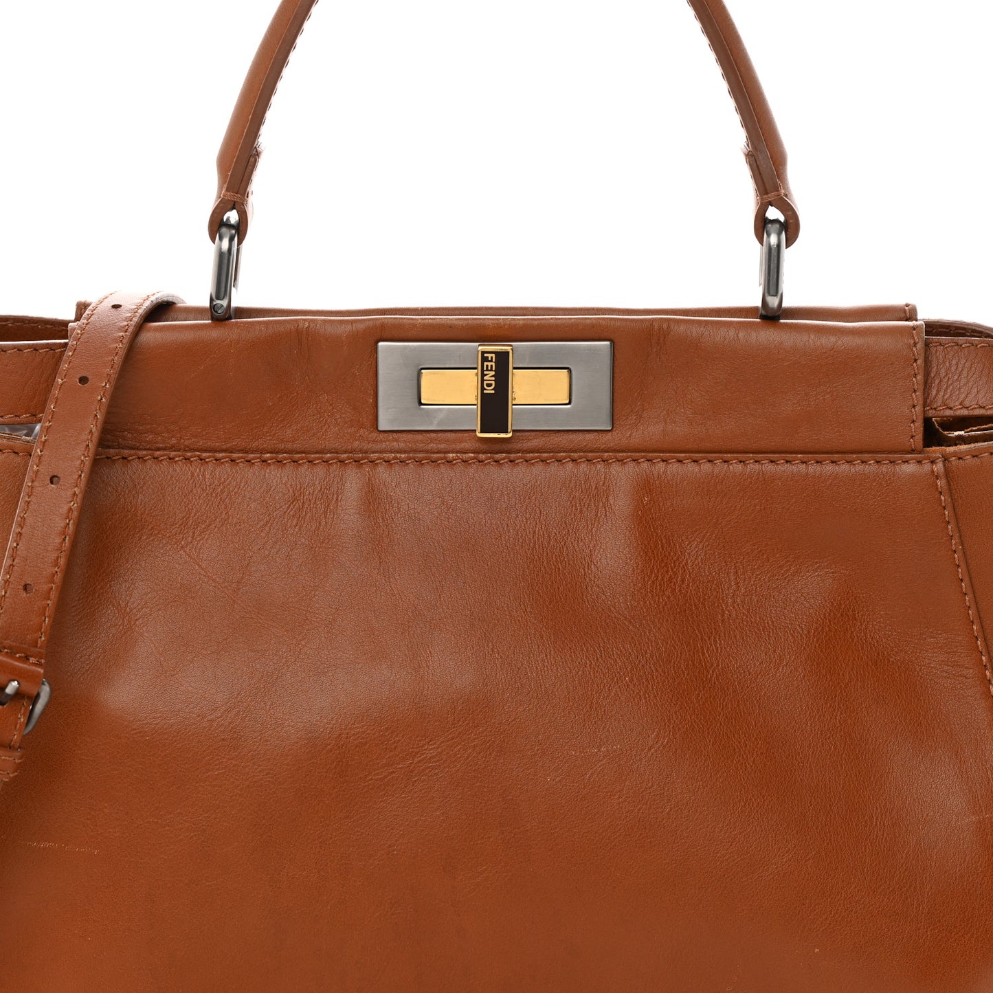 Vitello Suede Medium Peekaboo Iconic Satchel Cuoio Rame Moro