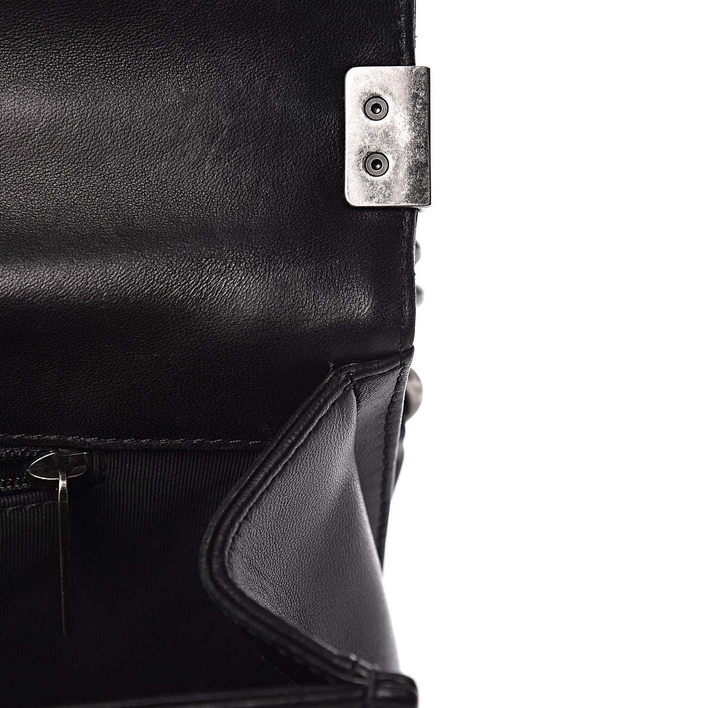 Lambskin Quilted Large Boy Flap Black