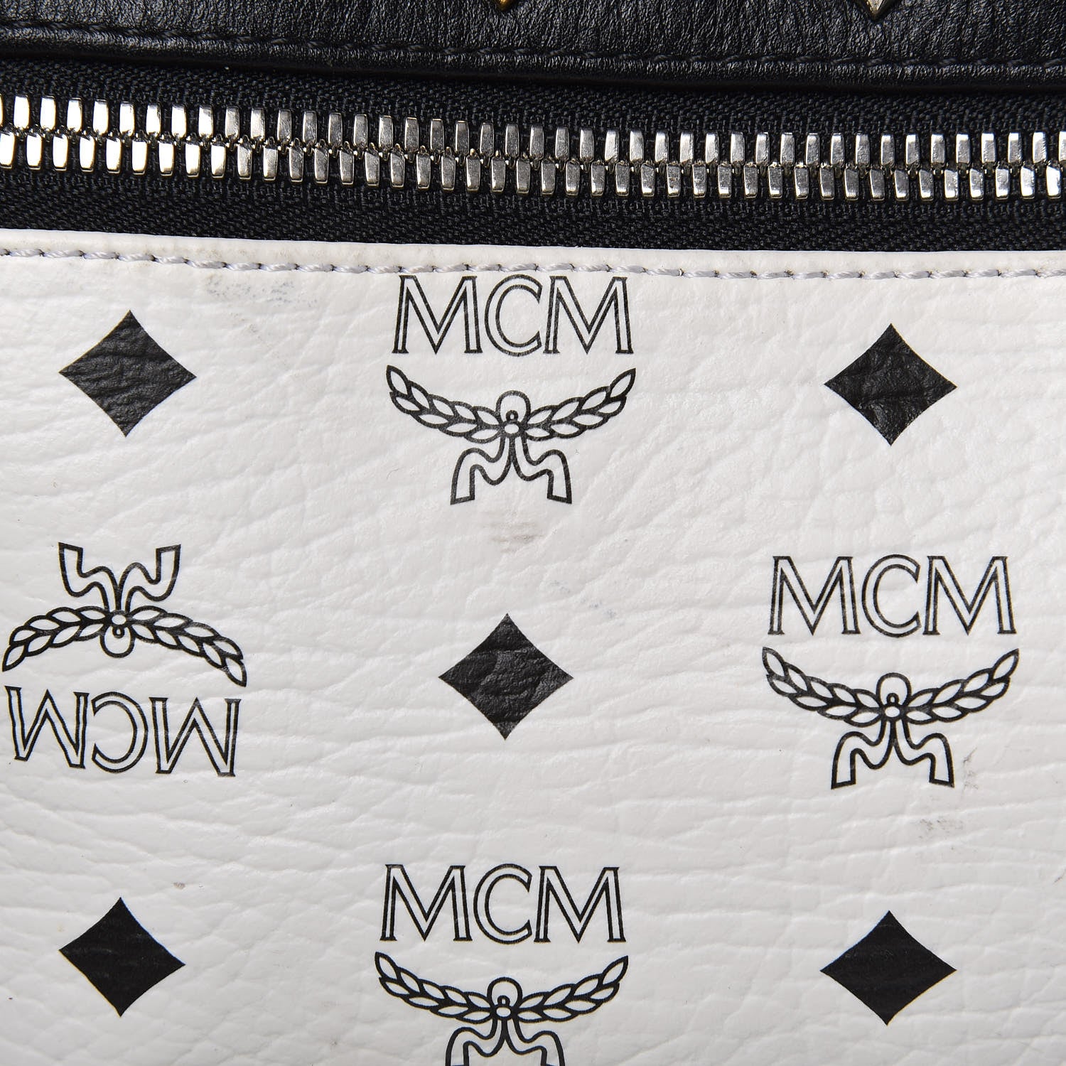 MCM Visetos Studded Medium Dual Stark Backpack White 14 of 32