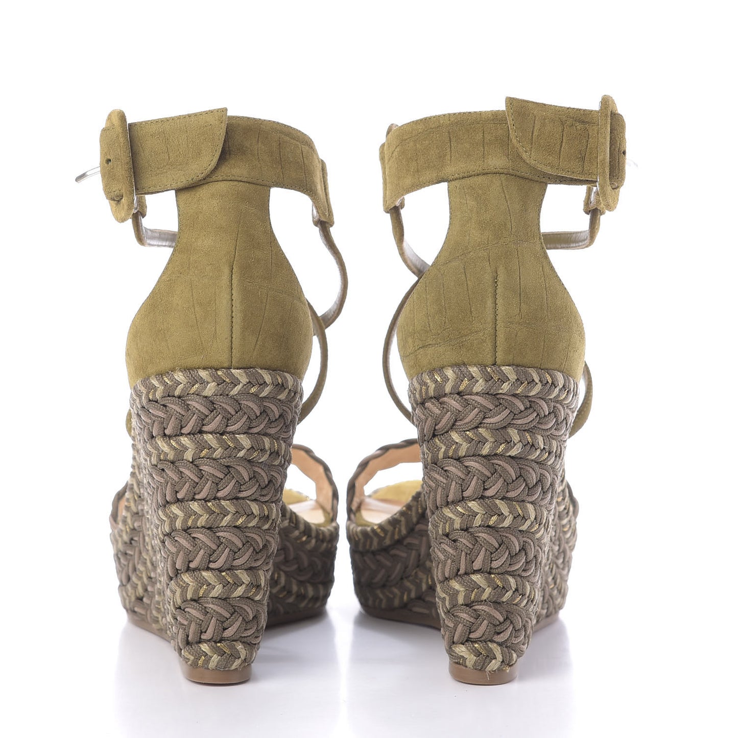 Tresse Veau Velours Bodrum 110 Wedge Sandals 39 Green Tea
