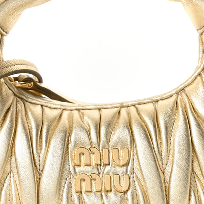 Miu Miu Metallic Nappa Matelasse Mini Wander Hobo Pirite 6 of 8