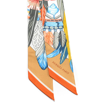 Hermes Silk La Danse Pacifique Twilly Jaune D'Or Kaki Orange 4 of 4