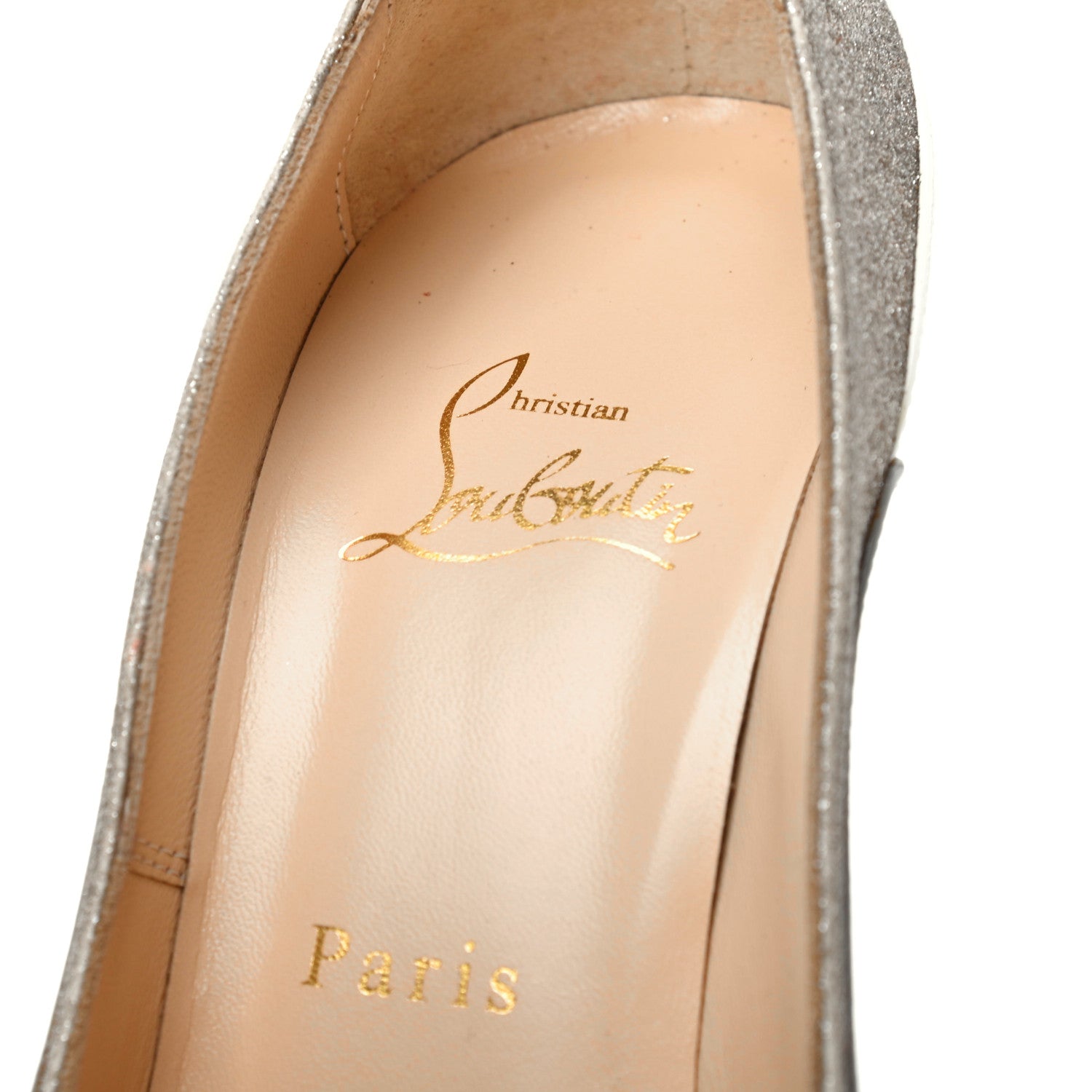 Christian Louboutin Glitter Patent Tucsick 120 Pumps 36 Gris Ivory 8 of 9