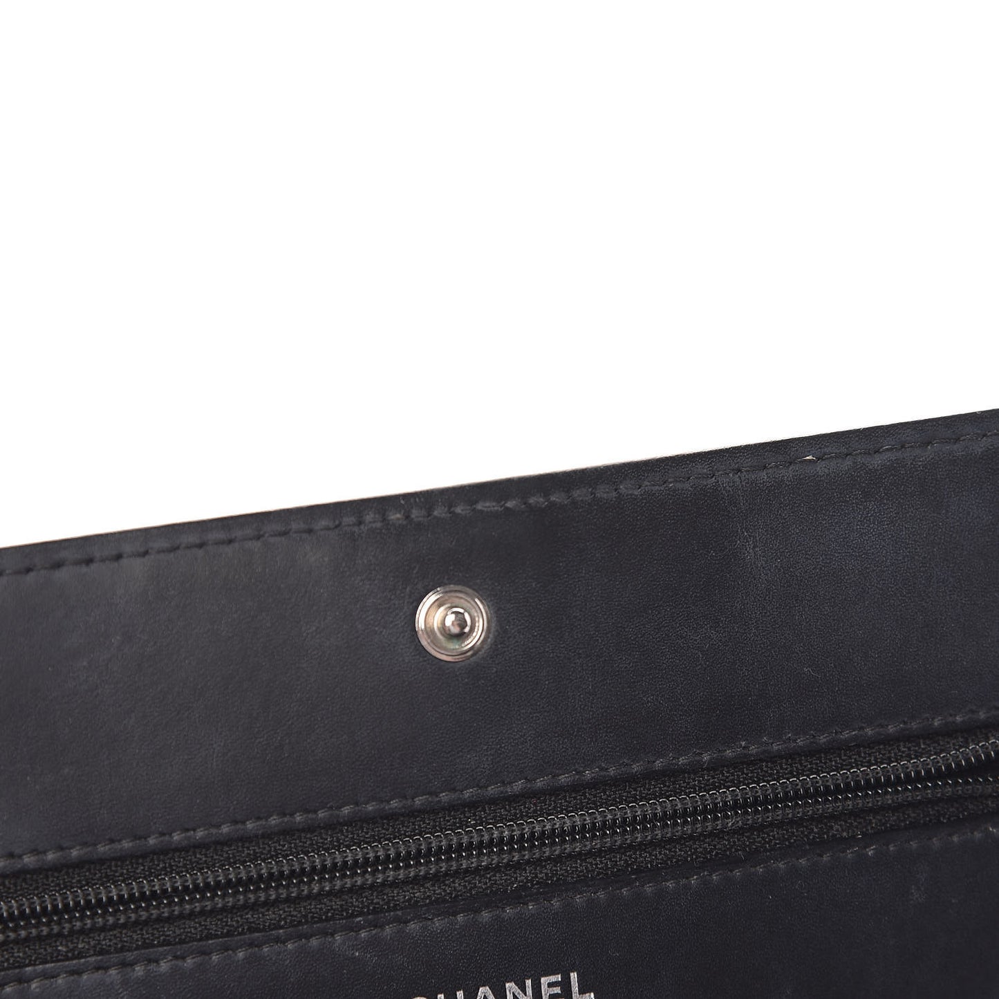 Shiny Aged Calfskin Quilted Boy Wallet On Chain WOC Black