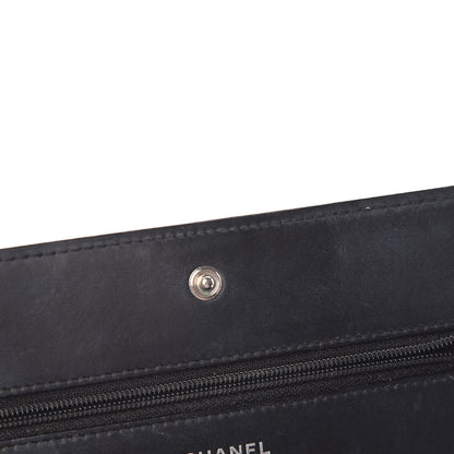 Chanel Shiny Aged Calfskin Quilted Boy Wallet On Chain WOC Black 12 of 19