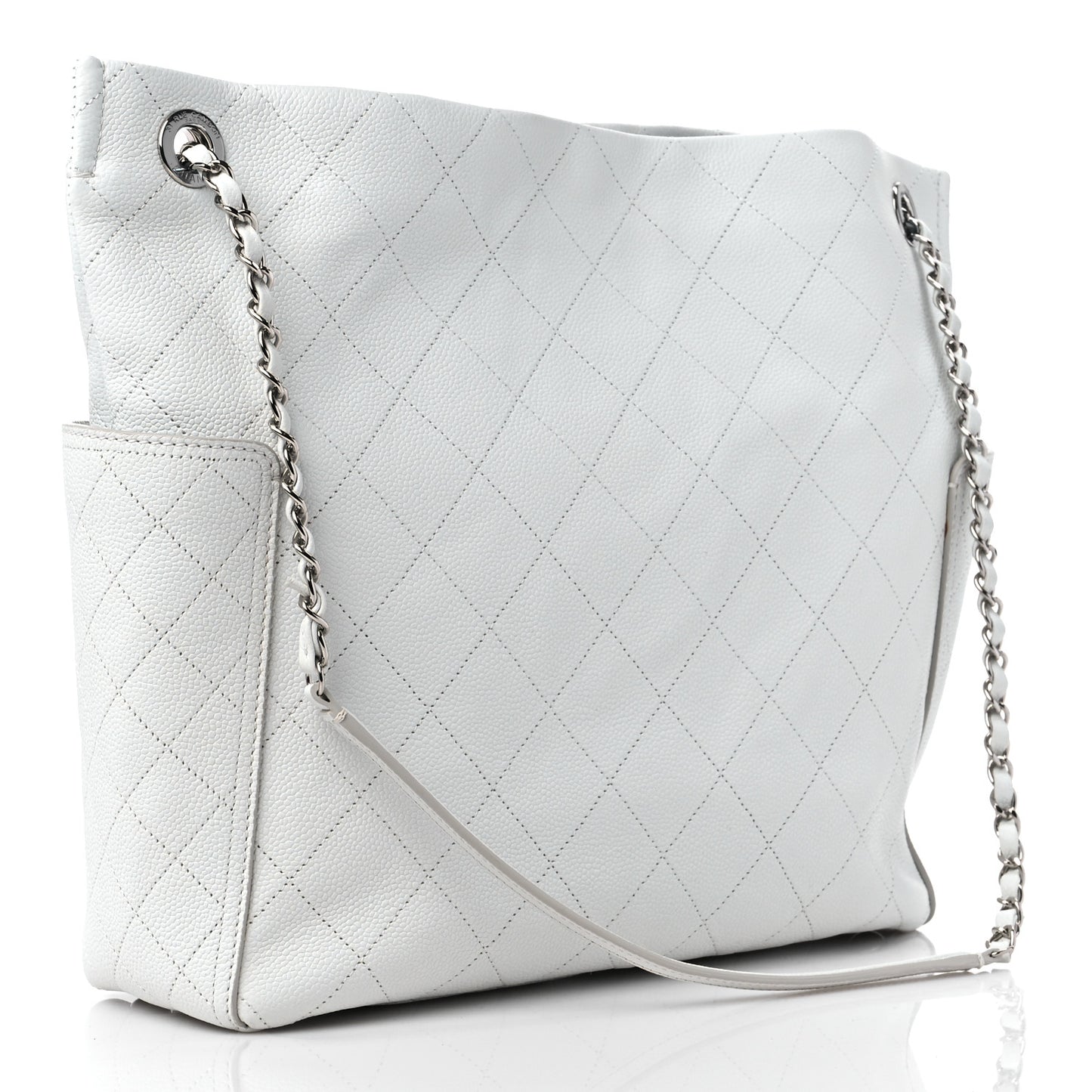 Caviar Stitched CC Pocket Tote White