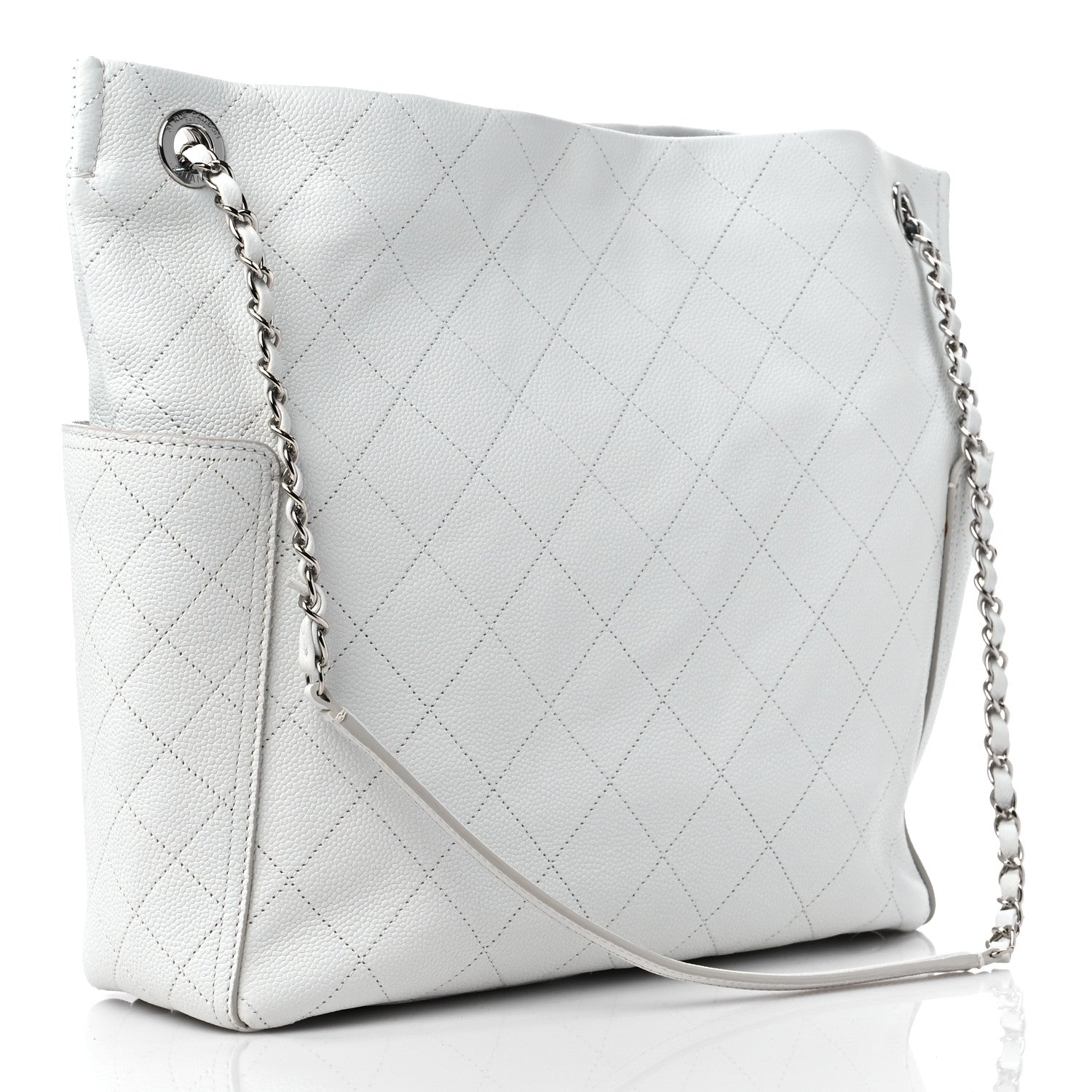Chanel Caviar Stitched CC Pocket Tote White 3 of 11