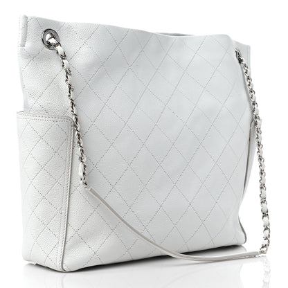 Chanel Caviar Stitched CC Pocket Tote White 3 of 11