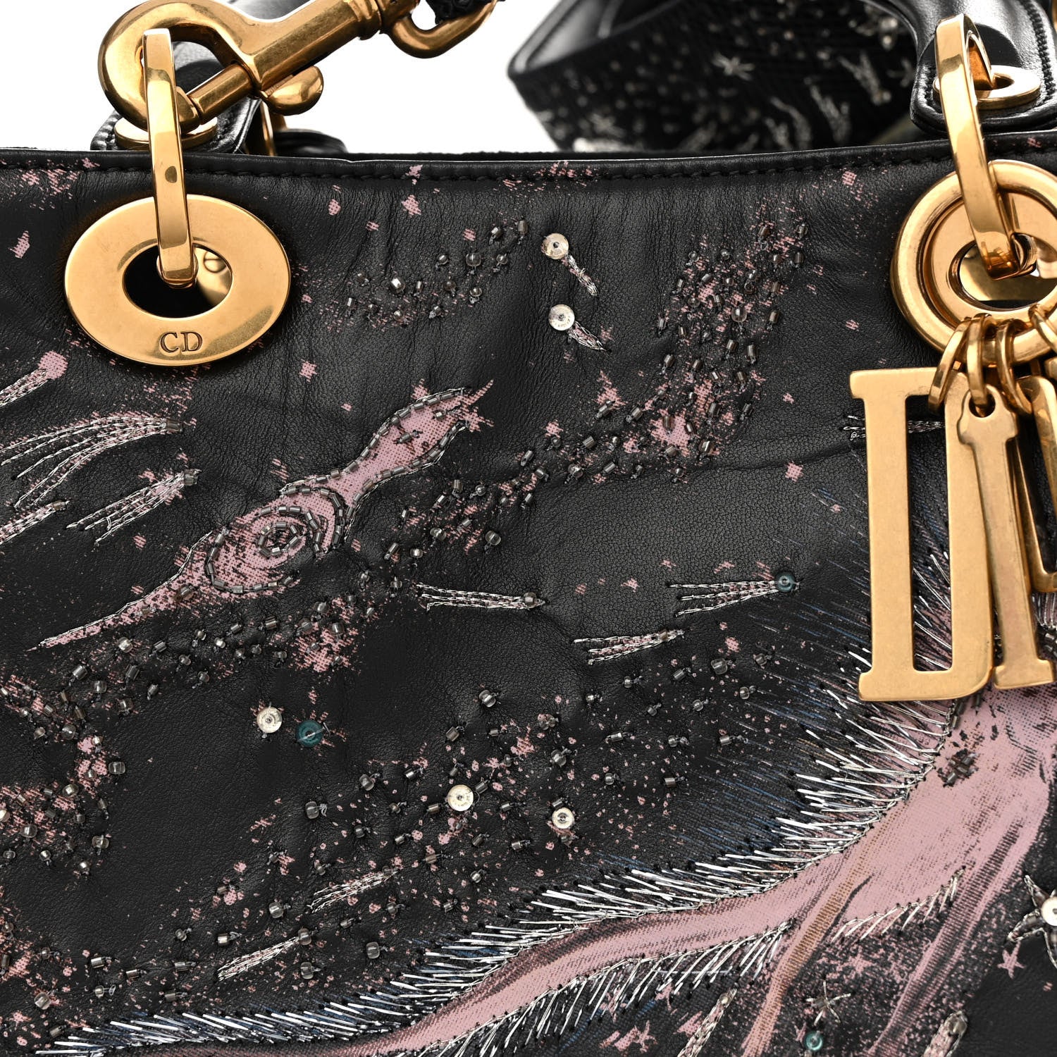Christian Dior Lambskin Embroidered Medium C'est I Feel Blue Lady Dior Black 11 of 13