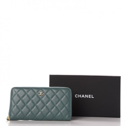 Chanel Lambskin Quilted Large Gusset Zip Around Wallet Blue 9 of 9