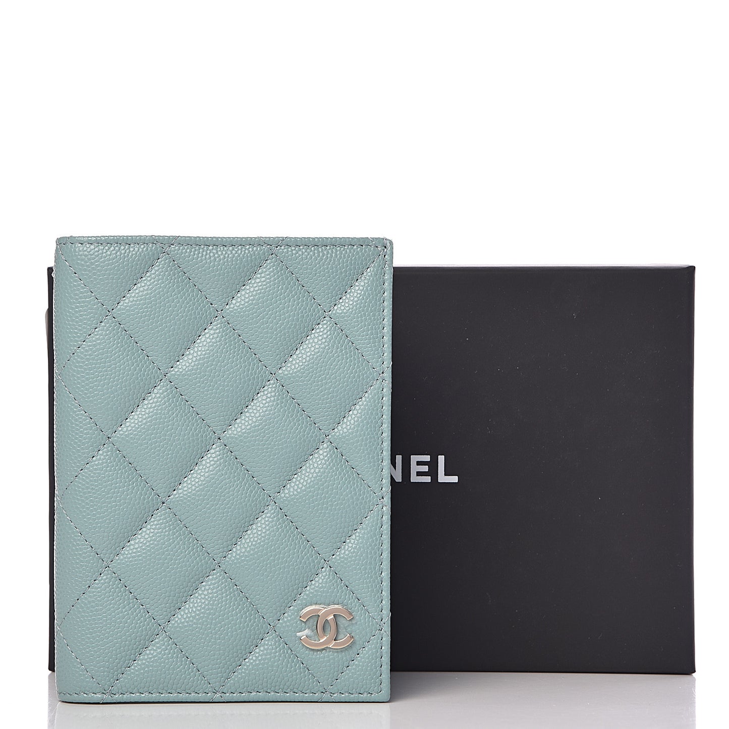 Caviar Quilted Passport Holder Blue