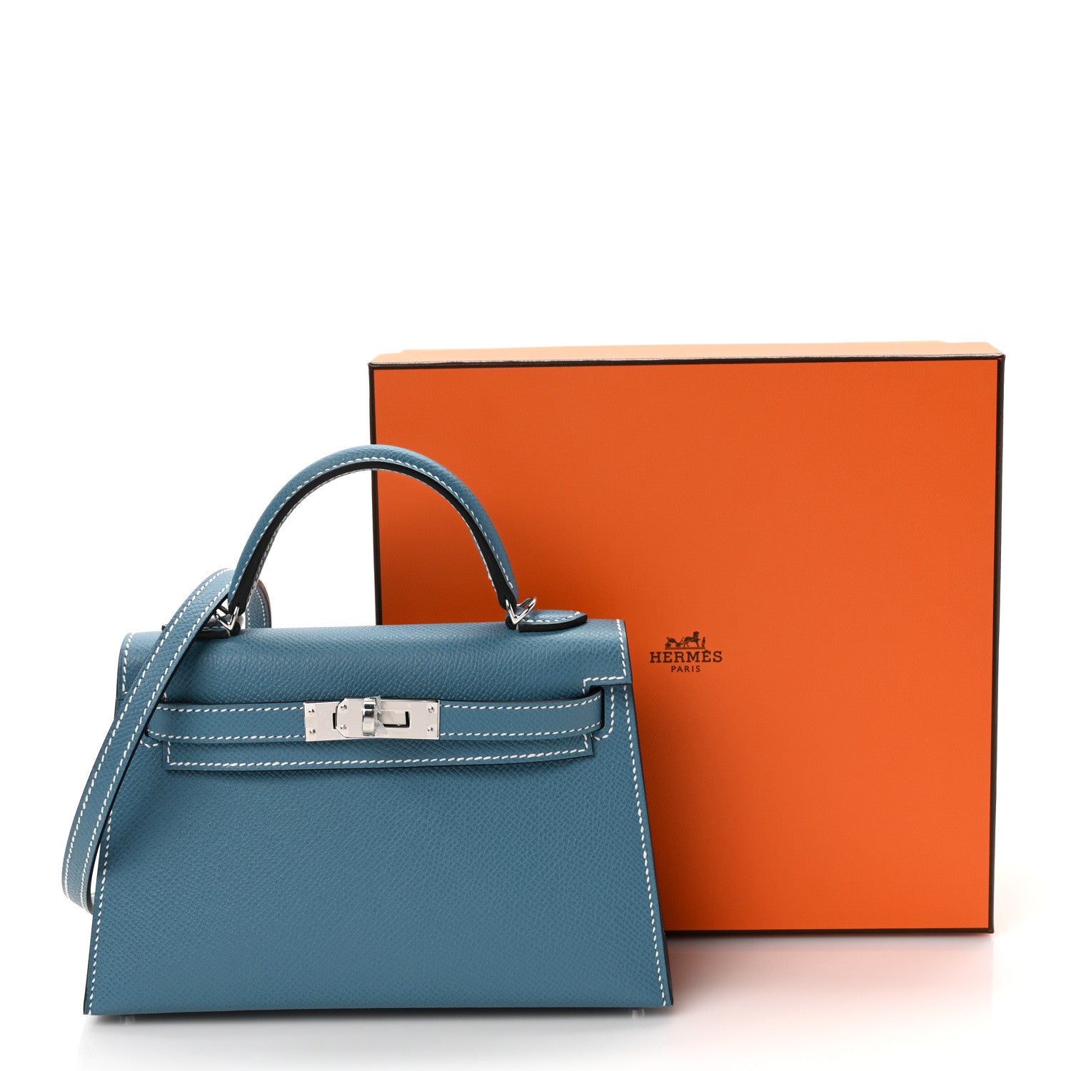 Hermes Epsom Mini Kelly Sellier 20 New Blue Jean 8 of 8