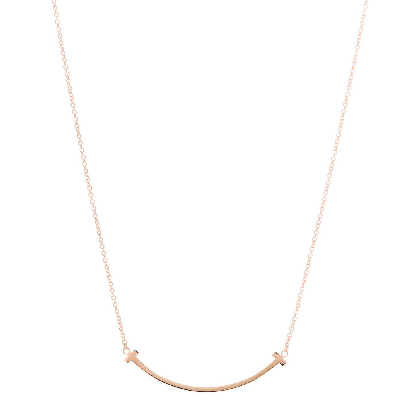 18K Rose Gold Small T Smile Pendant Necklace
