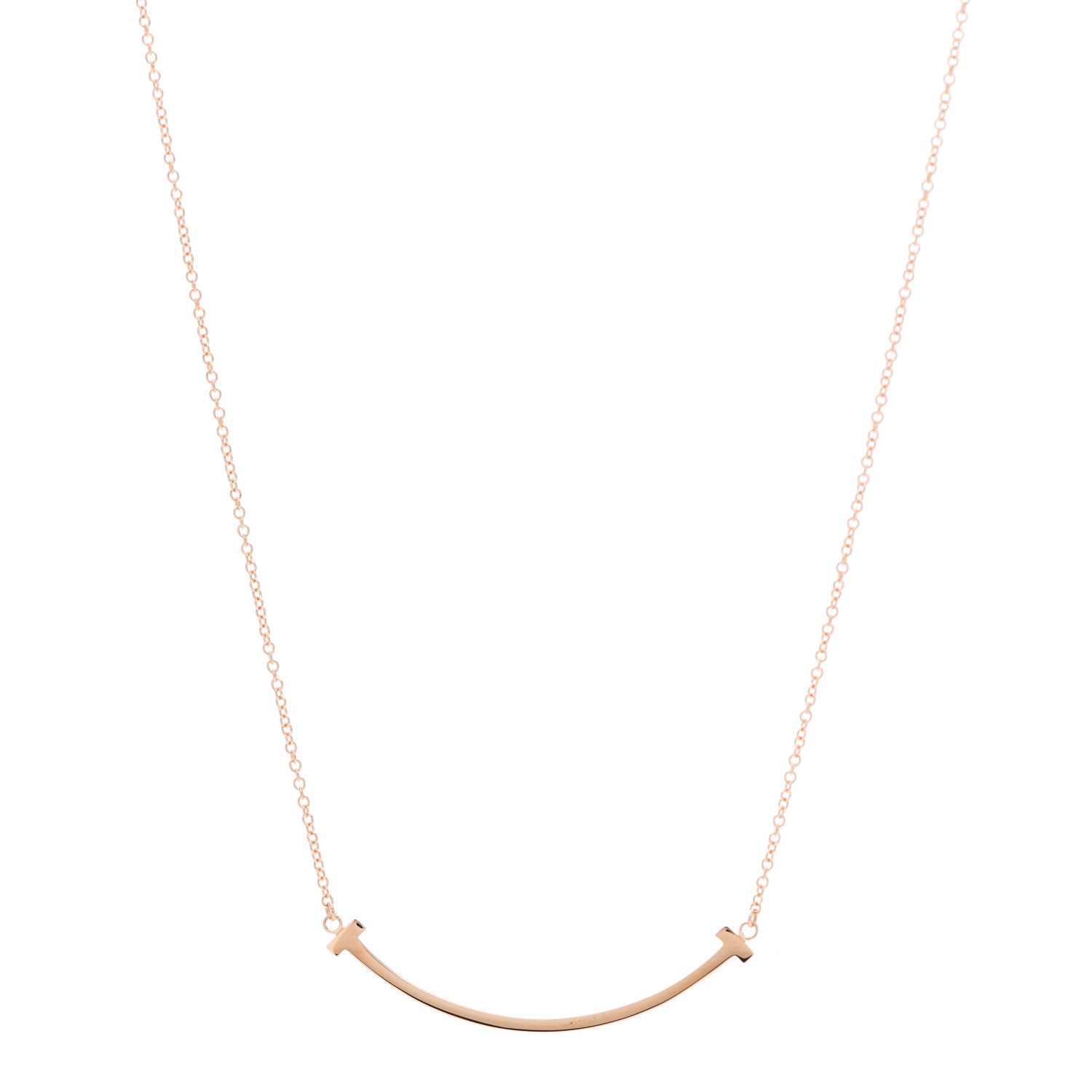 Tiffany 18K Rose Gold Small T Smile Pendant Necklace 1 of 6