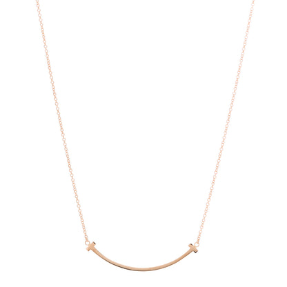 Tiffany 18K Rose Gold Small T Smile Pendant Necklace 1 of 6