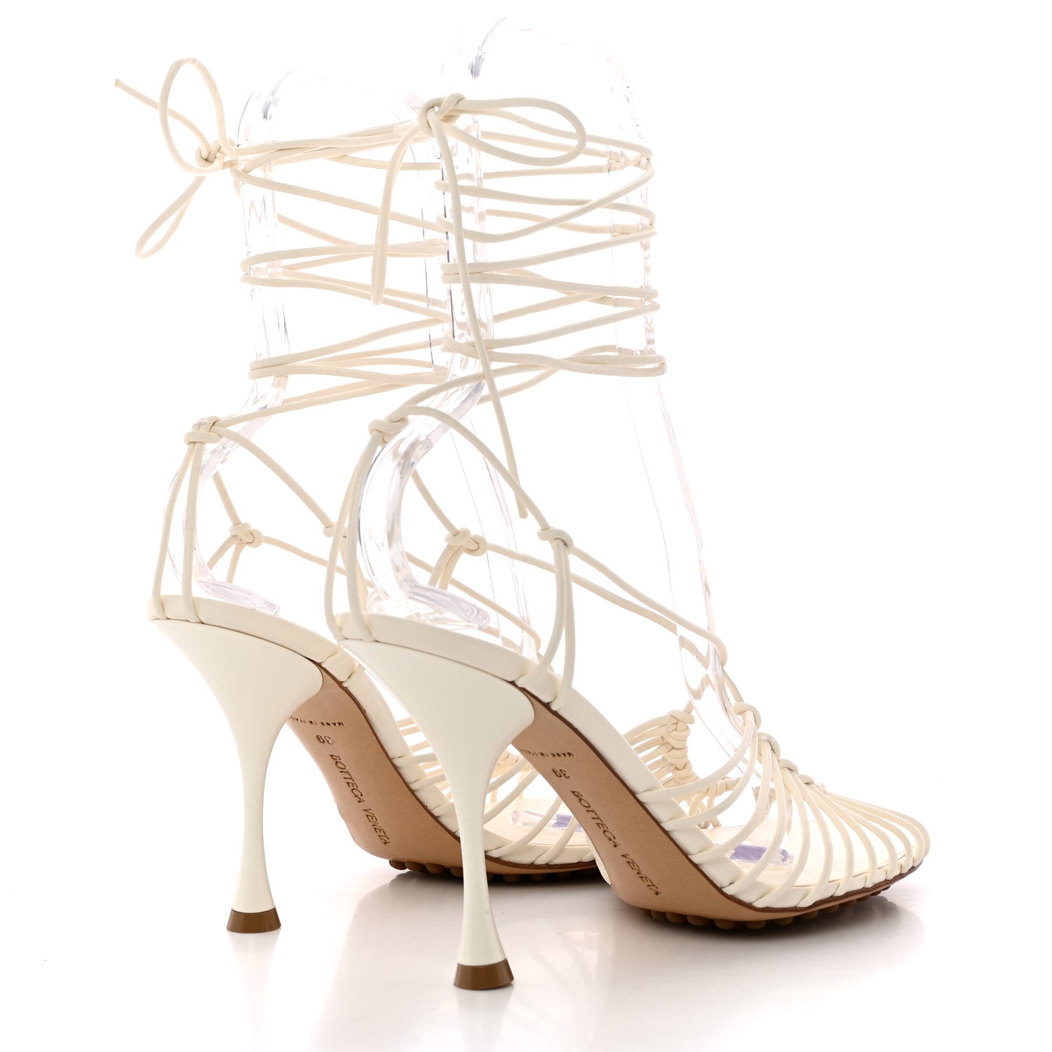 Bottega Veneta Nappa Dot Ankle Tie Sandals 39 White 4 of 9