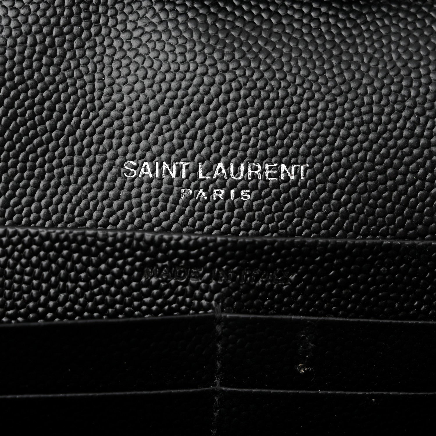 Saint Laurent Grain De Poudre Matelasse Chevron Monogram Chain Wallet Black 5 of 10