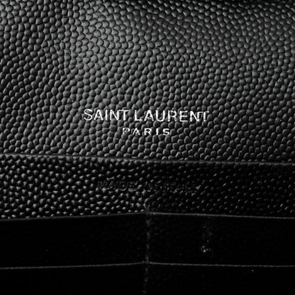 Saint Laurent Grain De Poudre Matelasse Chevron Monogram Chain Wallet Black 5 of 10