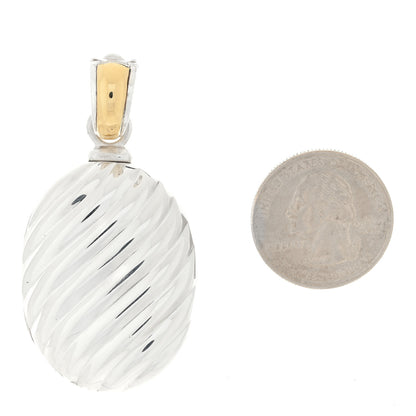 David Yurman Sterling Silver 18K Yellow Gold Oval Cable Locket Pendant 2 of 5