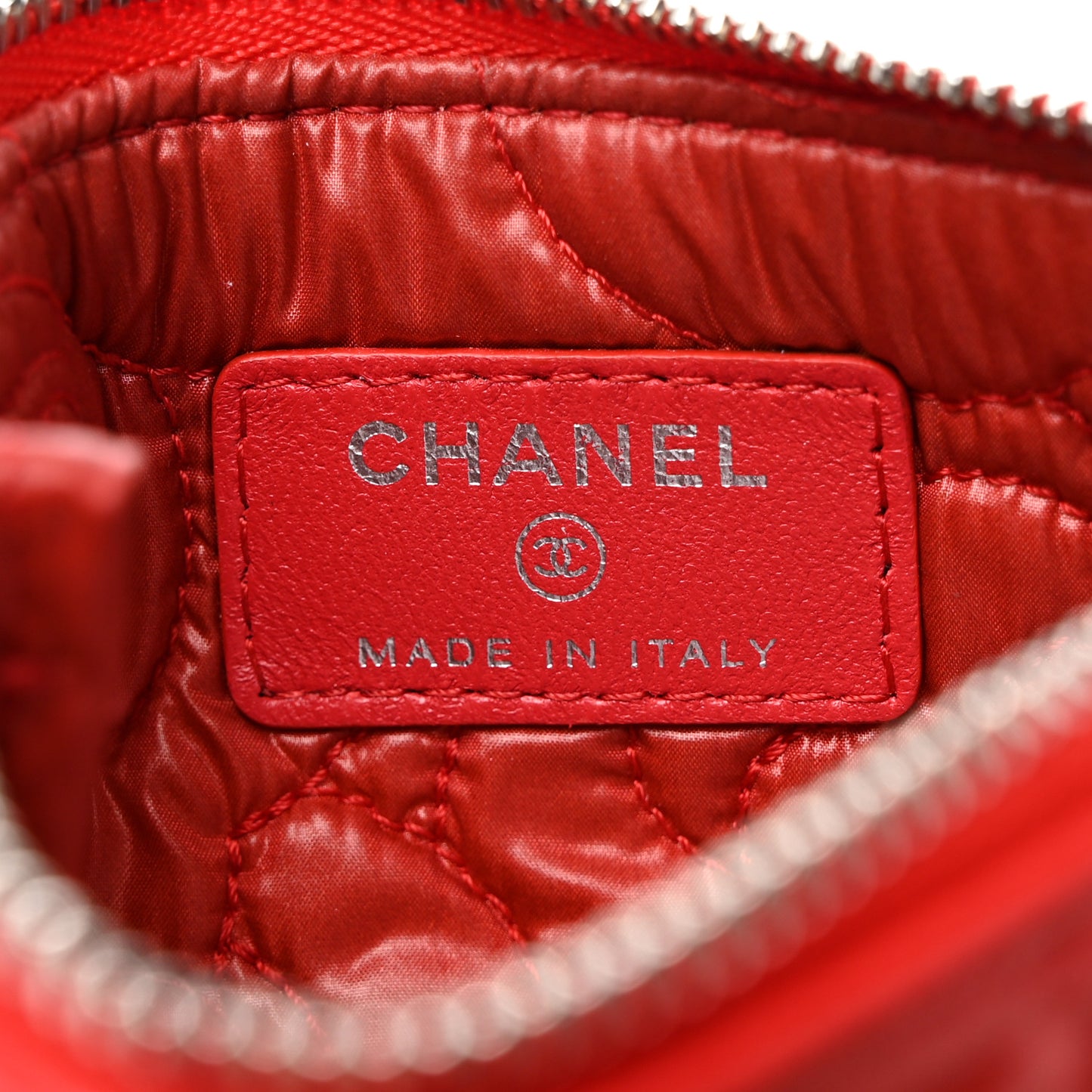 Goatskin Camellia Embossed Cosmetic Pouch Red