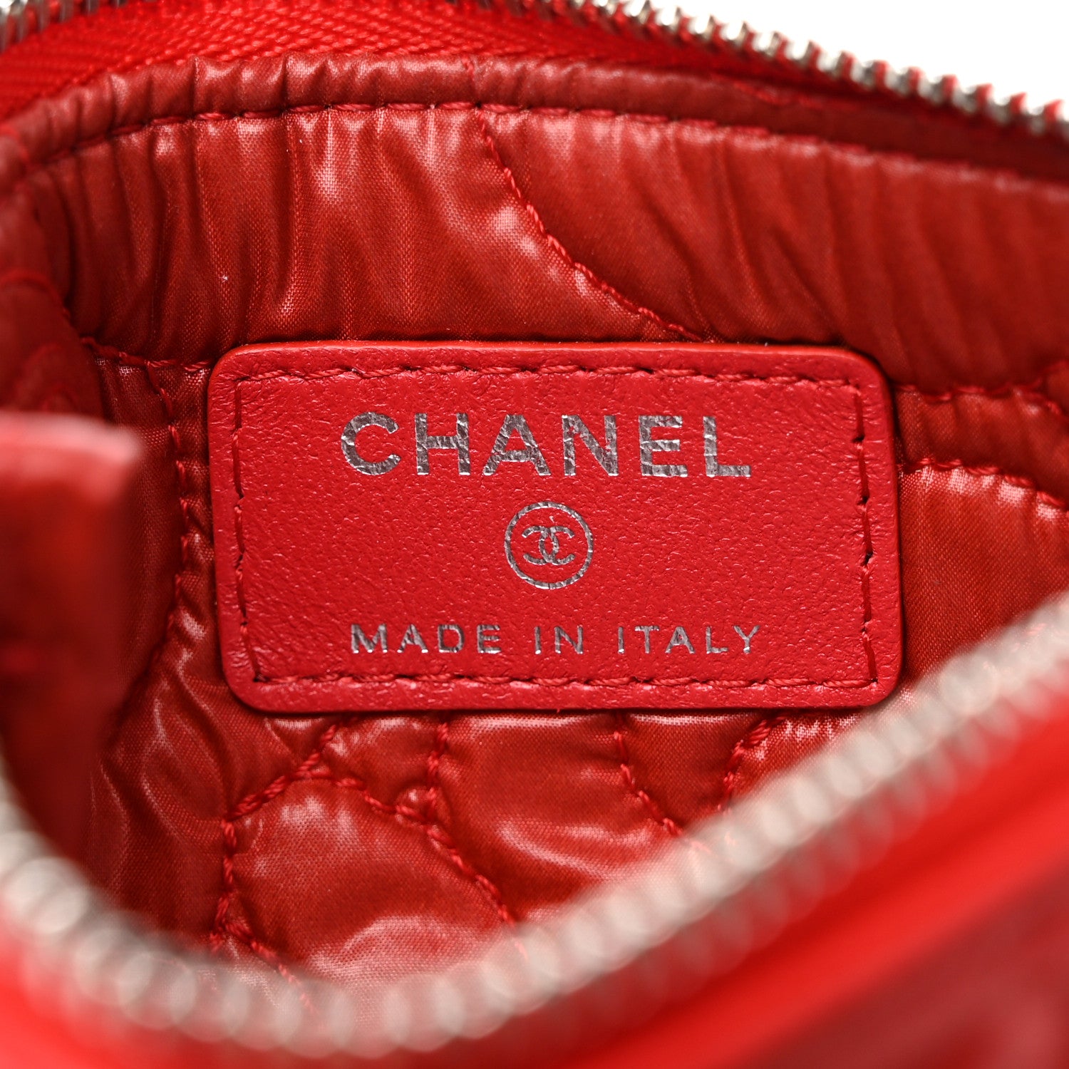 Chanel Goatskin Camellia Embossed Cosmetic Pouch Red 6 of 9