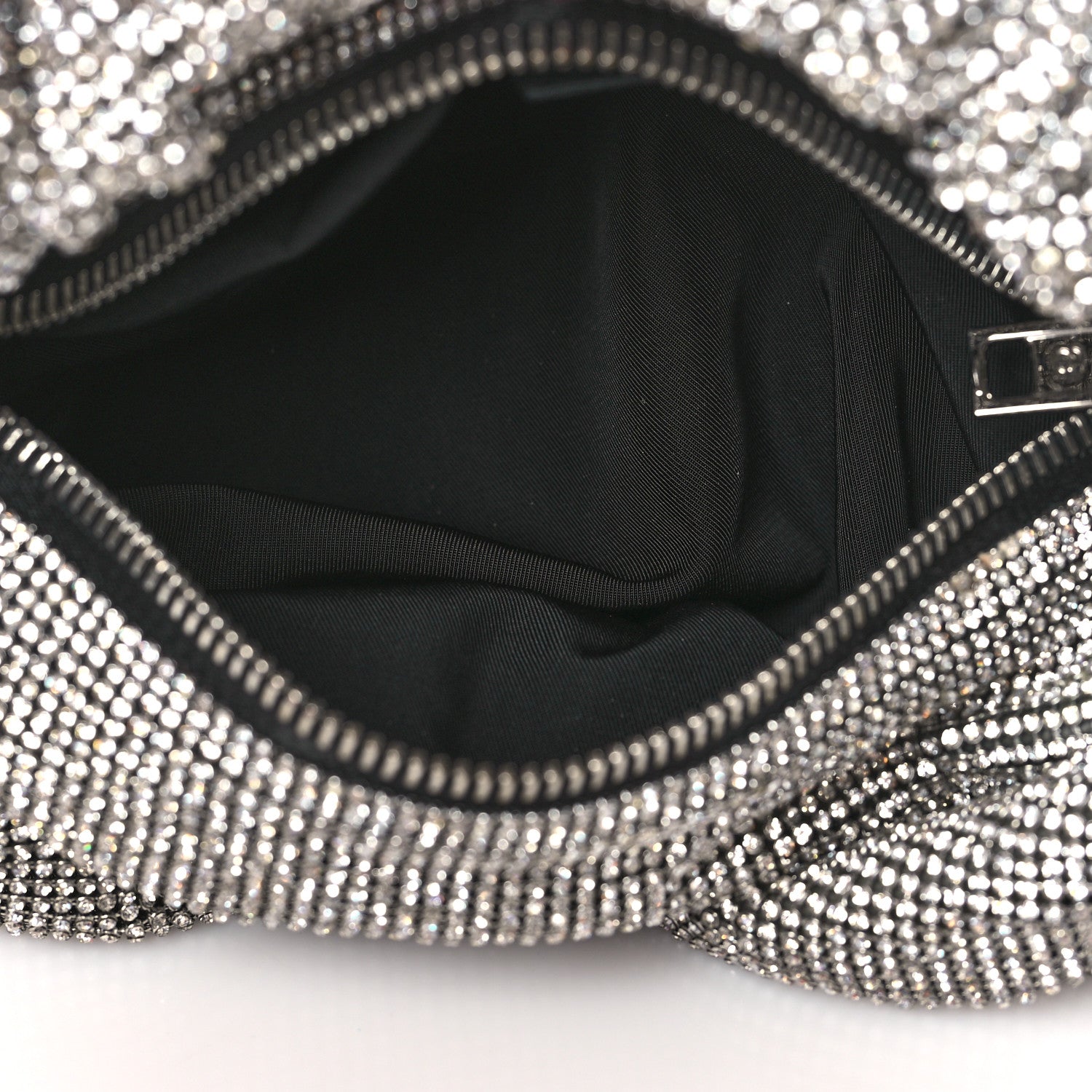 Alexander Wang Mesh Crystal Rhinestone Mini Scrunchie Clutch Black Silver 5 of 8