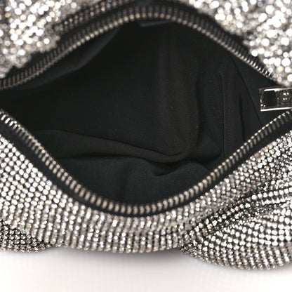 Alexander Wang Mesh Crystal Rhinestone Mini Scrunchie Clutch Black Silver 5 of 8