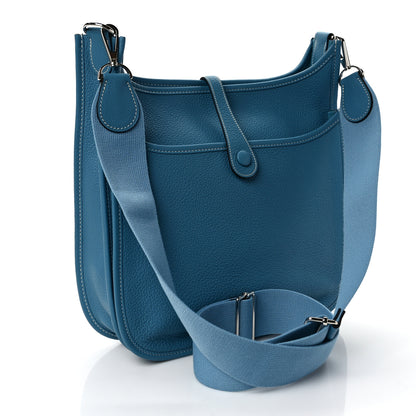 Hermes Taurillon Clemence Evelyne III PM Blue Jean 3 of 9