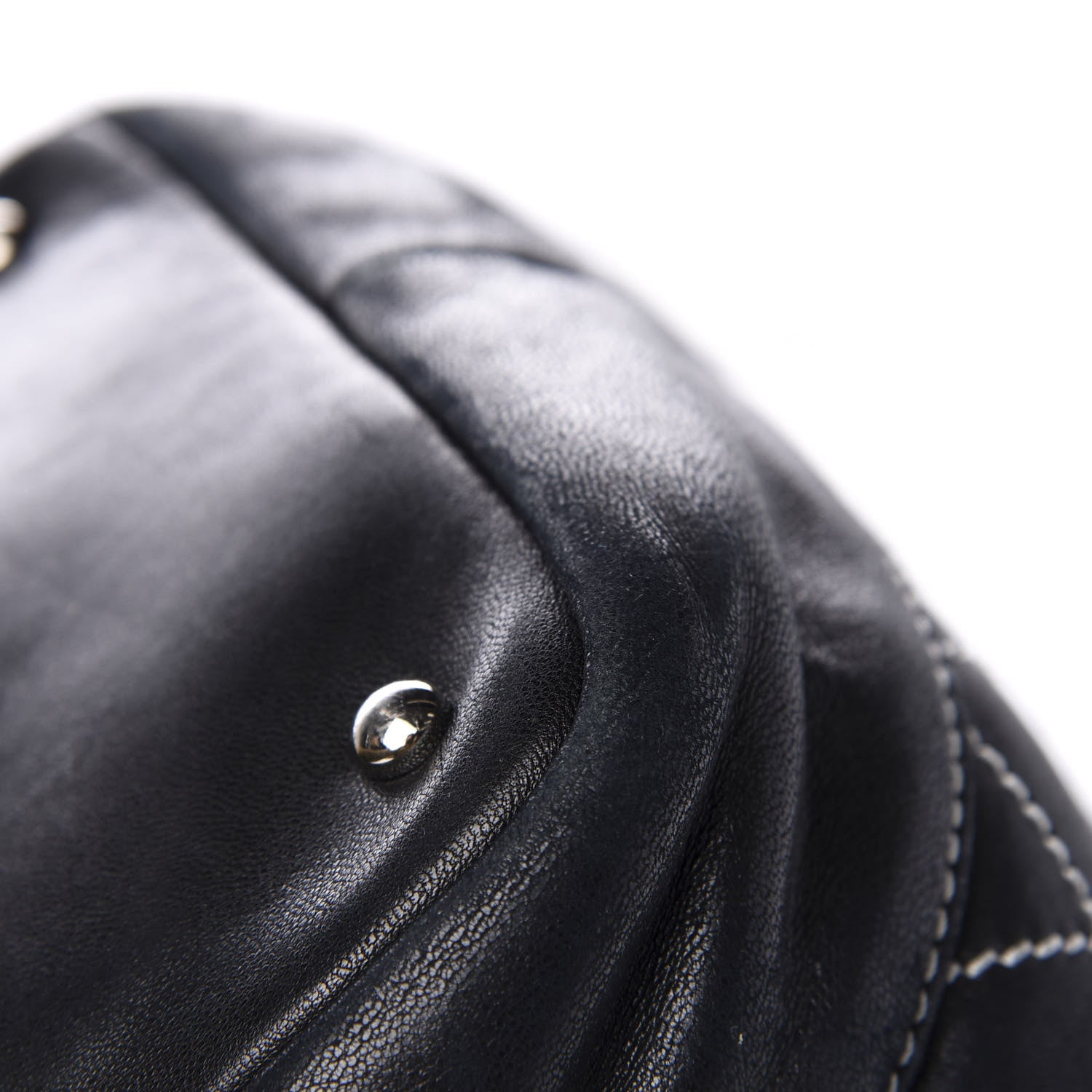 Chanel Lambskin Contrast Stitch Large Drawstring Tote Black 8 of 18