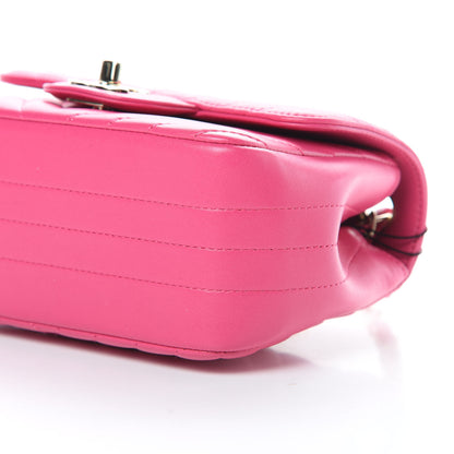 Chanel Lambskin Chevron Quilted Mini Square Flap Fuchsia 10 of 11