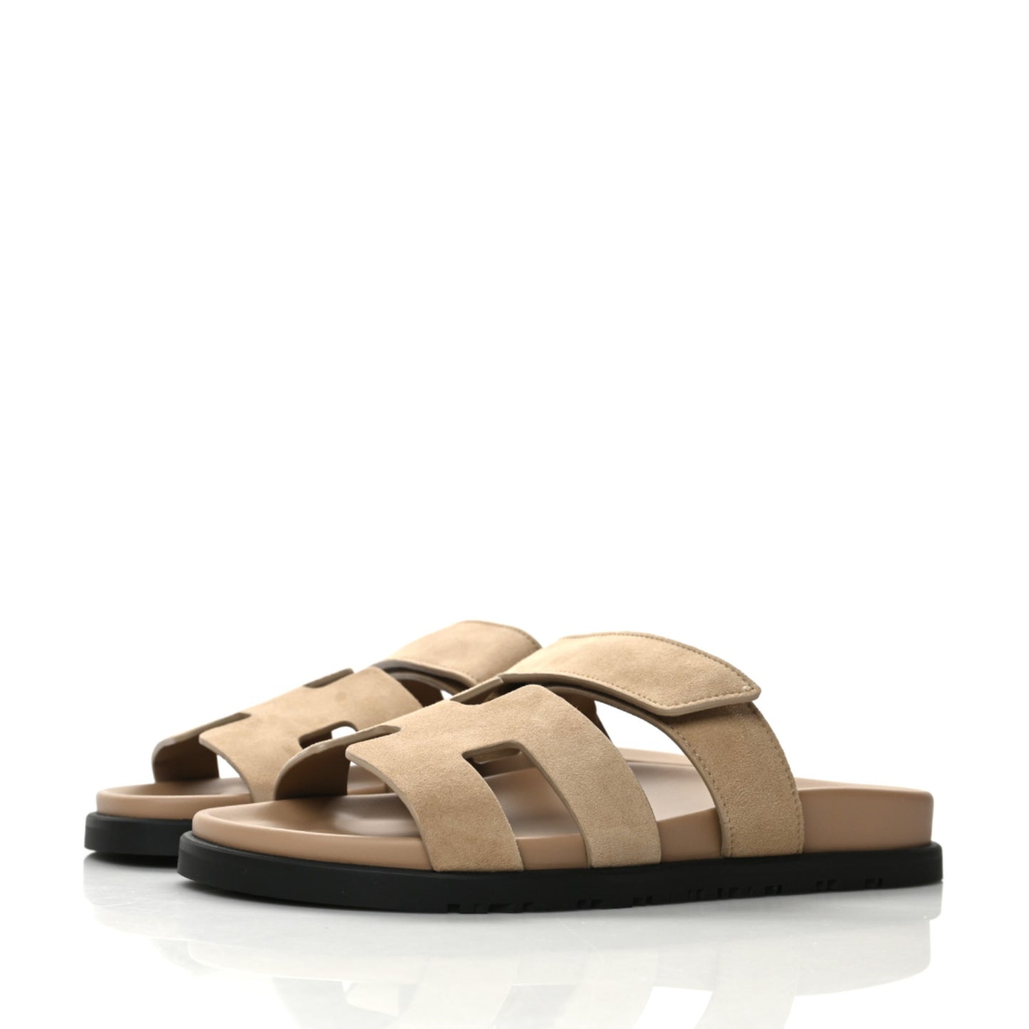 Suede Goatskin Womens Chypre Sandals 37.5 Beige Argile