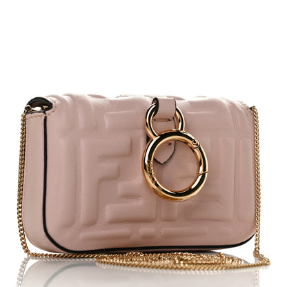 Fendi Nappa Matisse FF Embossed Nano Baguette Charm Rosa Quarzo 2 of 7