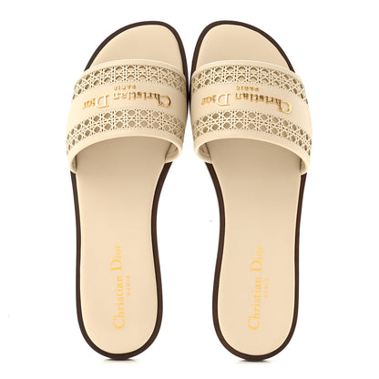 Christian Dior Calfskin Lambskin Micro Cannage D-Lane Flat Slide Sandals 39 Light Ecru 2 of 10