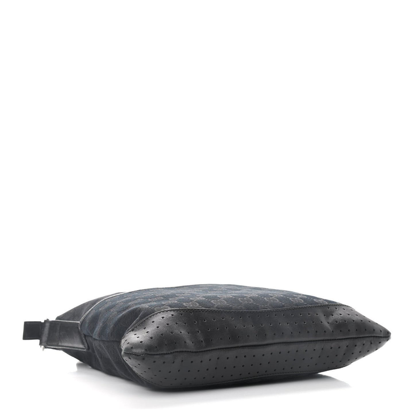 Monogram Calfskin Perforated Medium Flat Messenger Bag Black