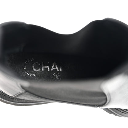 Chanel Calfskin Patent Cap Toe Ankle Boots 38.5 Black 8 of 9