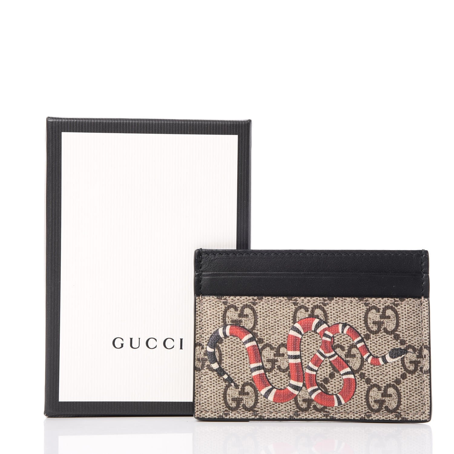 Gucci GG Supreme Monogram Kingsnake Card Holder Beige Black 7 of 7