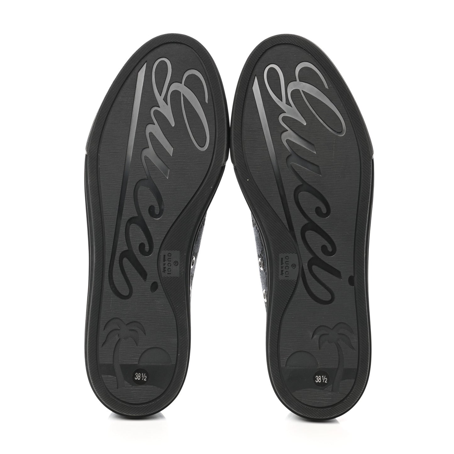 GG Monogram Calfskin Womens Low Top Sneakers 38.5 Piombo Black