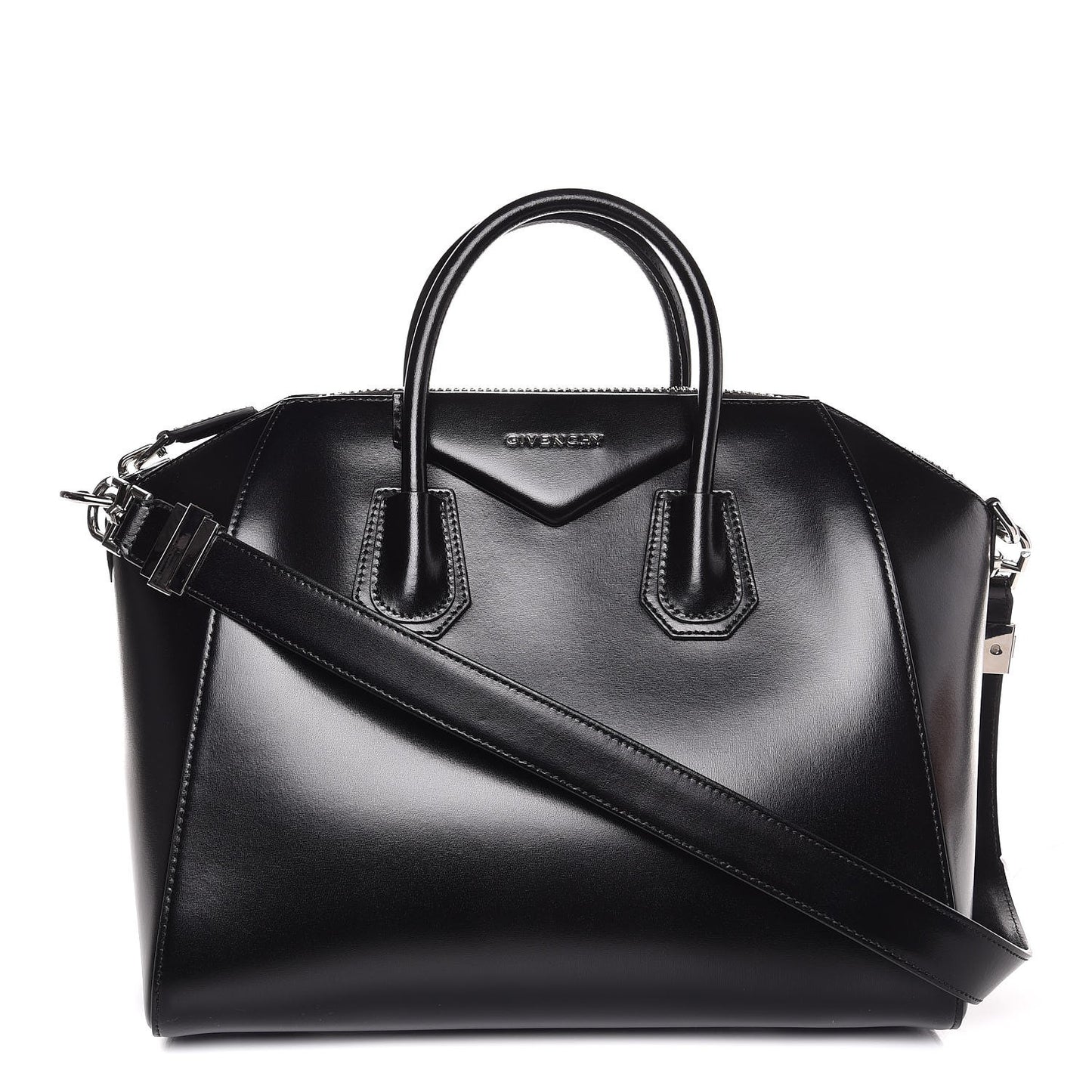 Shiny Lord Calfskin Medium Antigona Black