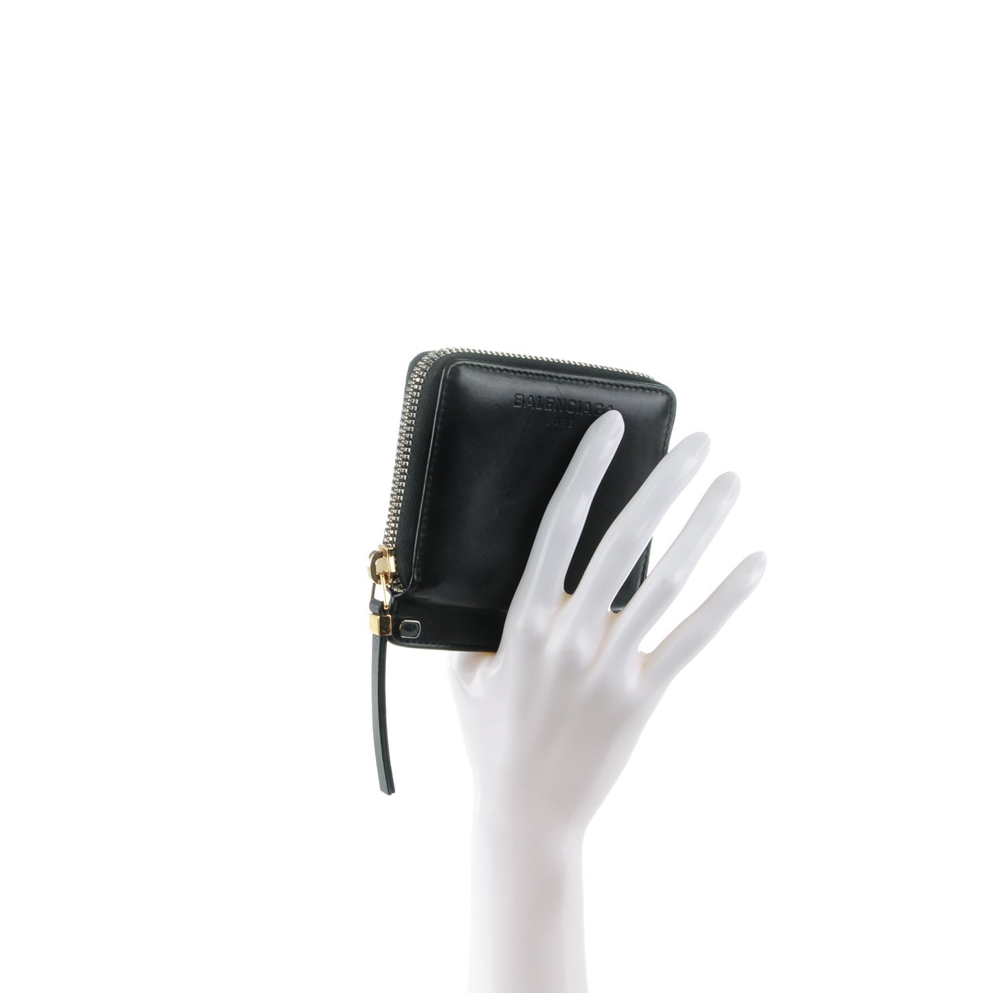 Calfskin Zip Card Wallet Black