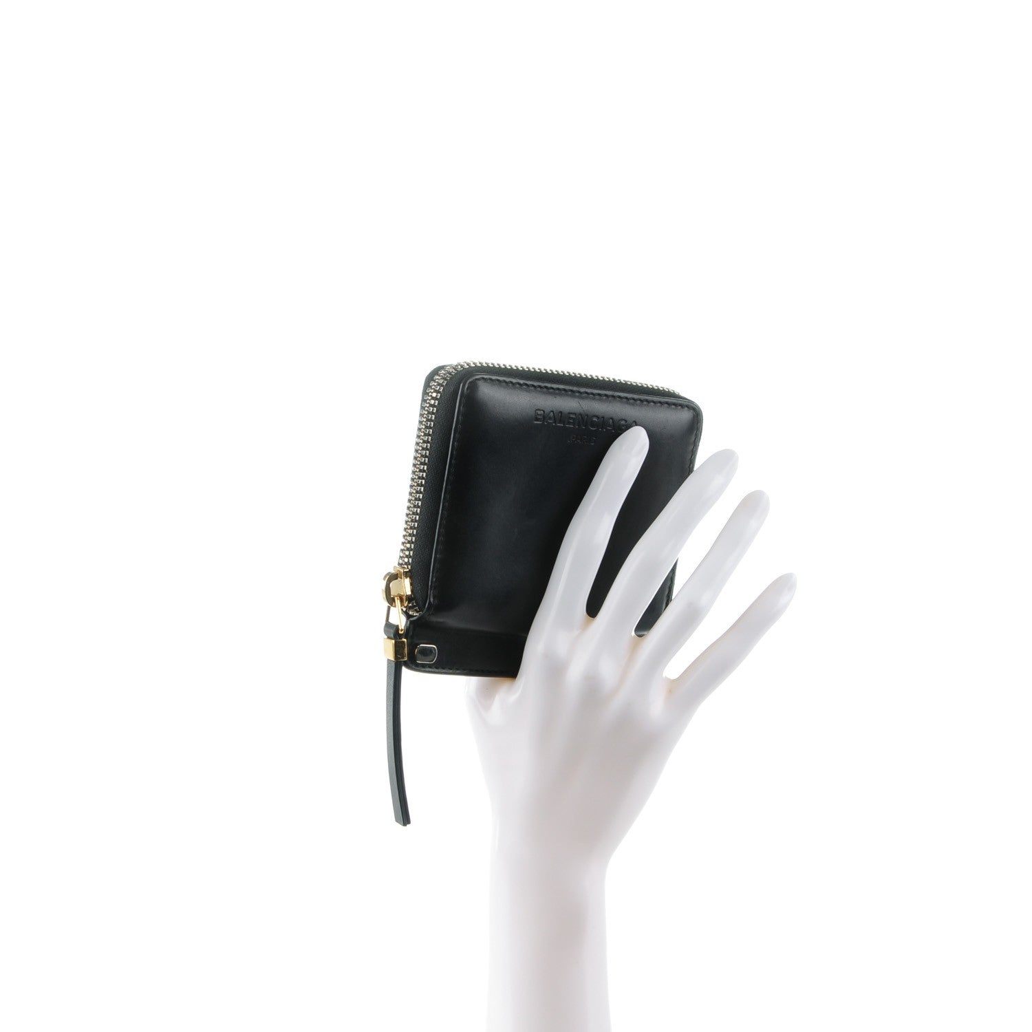Balenciaga Calfskin Zip Card Wallet Black 2 of 7