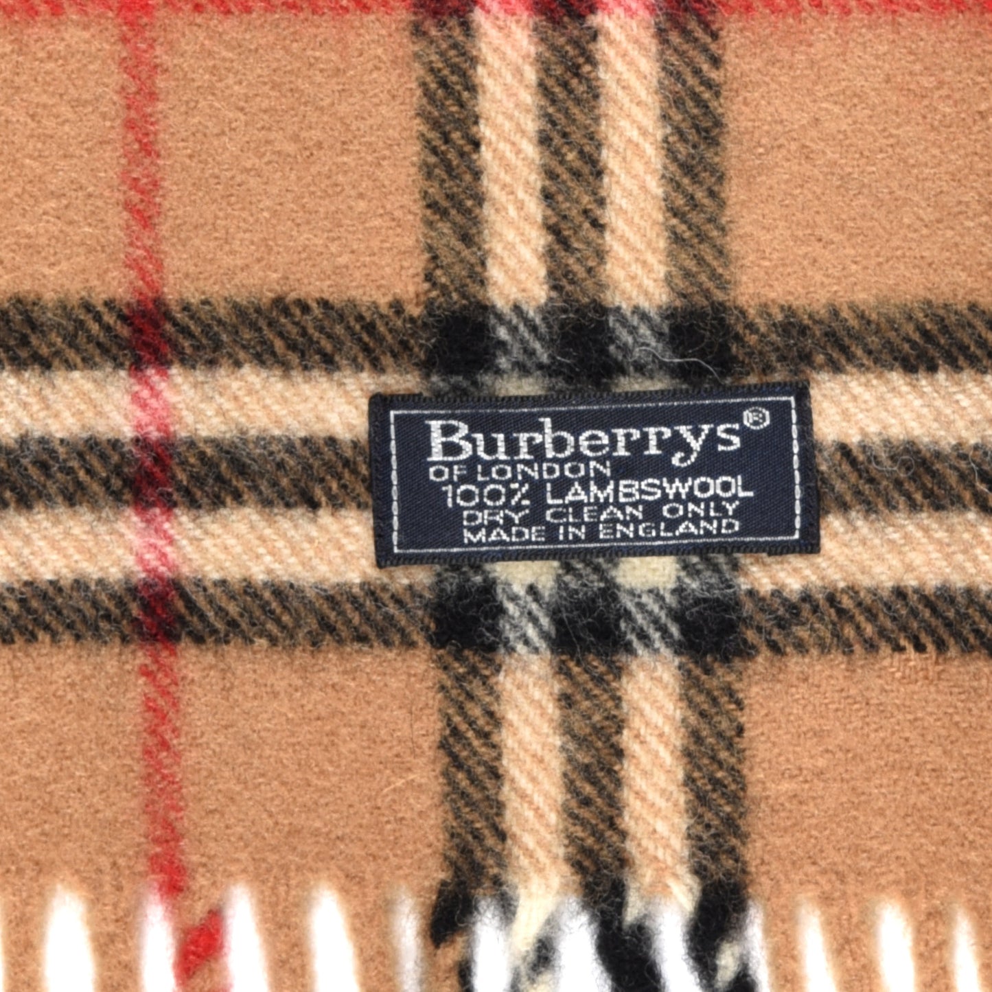 Lambswool Check Fringe Scarf Camel