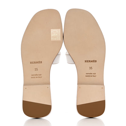 Hermes Box Calfskin Oran Sandals 35 White 5 of 9
