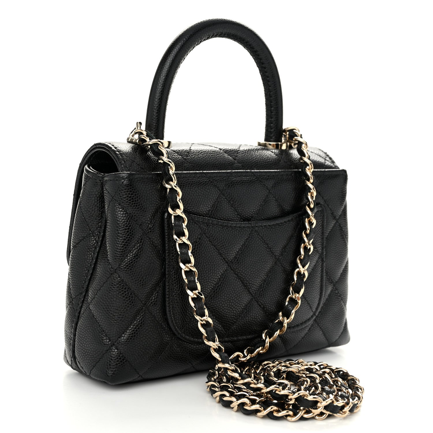 Chanel Caviar Quilted Coco Handle Clutch With Chain Black 3 of 10