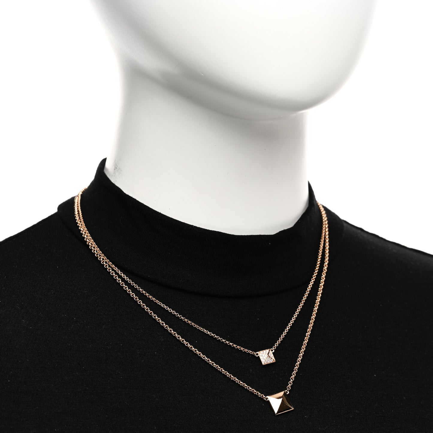 18K Rose Gold Diamond Clou d'H Double Pendant Necklace