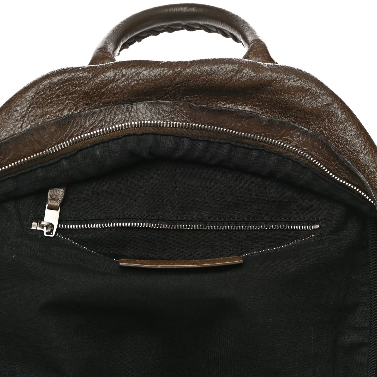 Agneau Classic Silver Hardware Backpack Brown