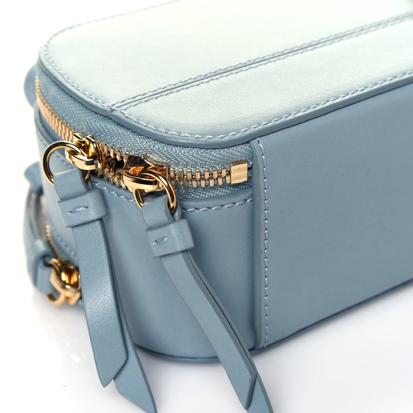 Shiny Calfskin Mini Vanity C Bag Faded Blue