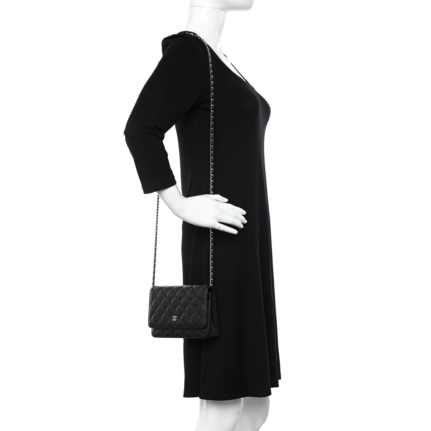 Chanel Caviar Quilted Wallet on Chain WOC Black 2 of 14