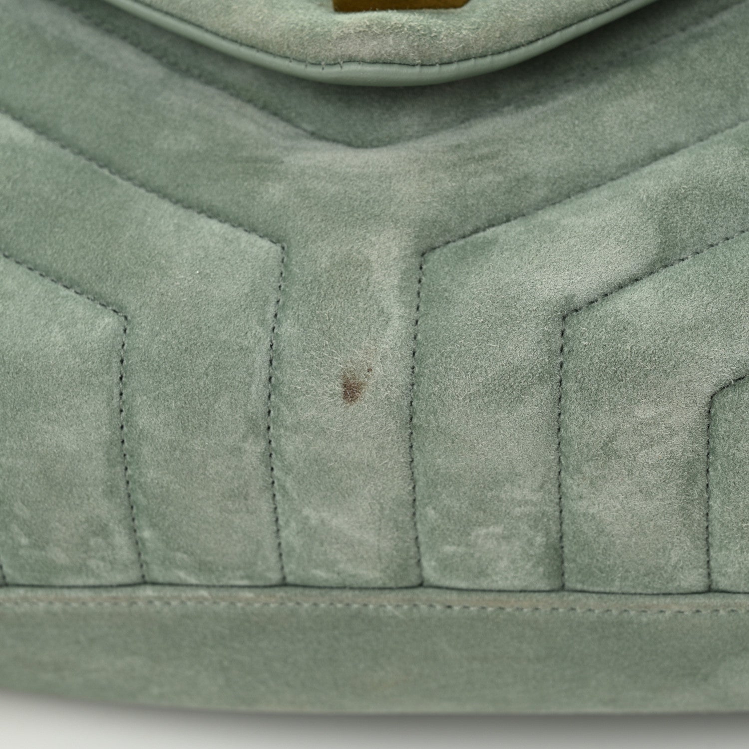 Saint Laurent Suede Y Quilted Monogram Medium Loulou Chain Satchel Vert Opaline 13 of 13
