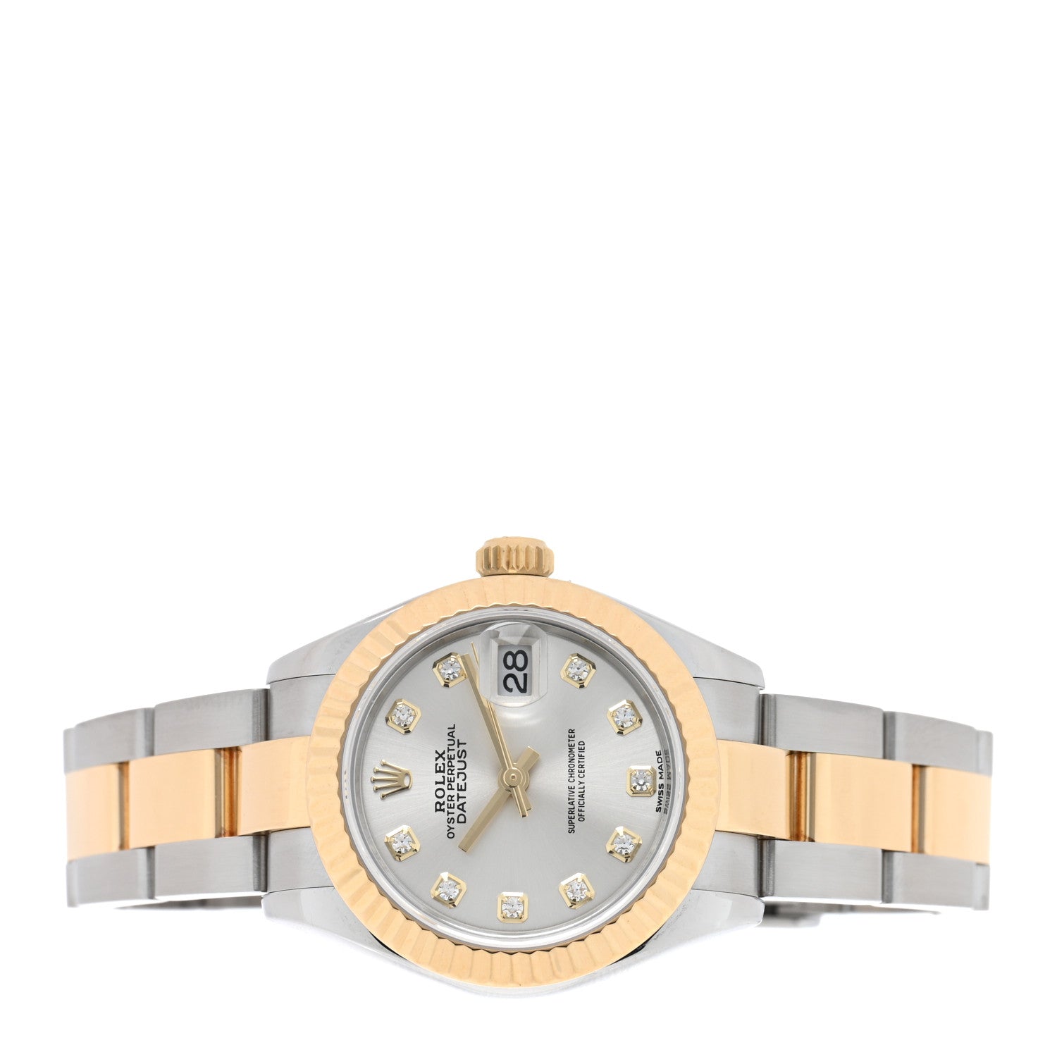 Rolex Stainless Steel 18K Yellow Gold Diamond 28mm Oyster Perpetual Datejust Watch Silver 279173 2 of 5